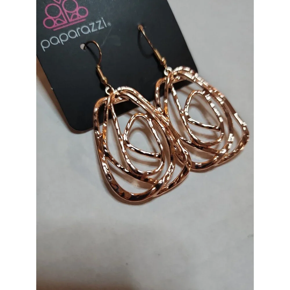 Paparazzi Artisan Relic Rose Gold Hammered Nest Earrings - NWT Artistic Boho